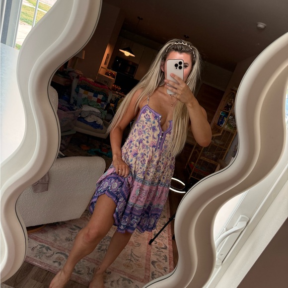 Spell Dresses & Skirts - Spell Floral Boho Lace-Trim Dress in Lavender Purple and Pink